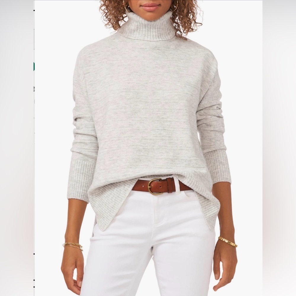 Vince Camuto Light Gray Turtleneck Textured Sweater, Size XL